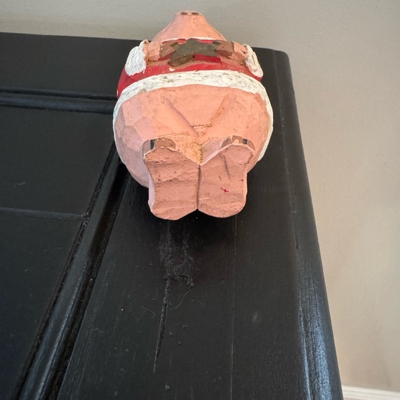 Vintage Primitive Wood Carved Look Santa Pig Figurine 6 1/2" - Picture 8 of 8